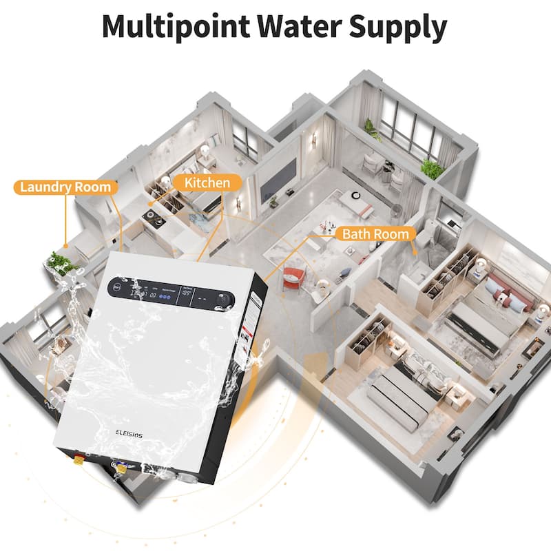 Tankless Electric Water Heater Instant Hot Water, LED Digital Display, Self-Modulating, Energy Efficient
