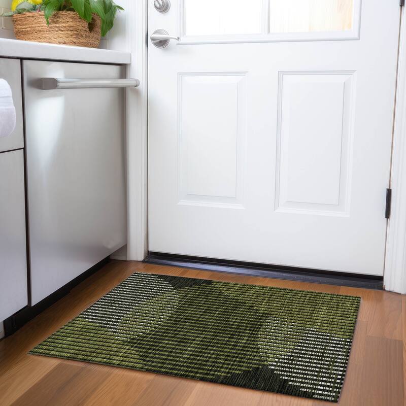 Premium Washable Super Soft Modern Allure Mayfield Rug - Olive - 1'8" x 2'6"