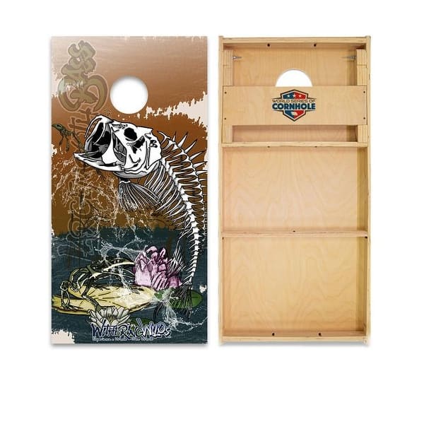 slide 2 of 6, Withering Wilds Largemouth Bass Regulation 2x4 Cornhole Board Set All-Weather - Include Carrying Case