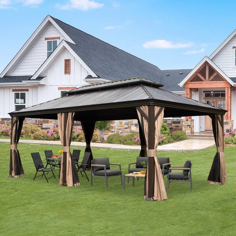 Domi Hardtop Gazebo with Galvanized Steel Double Roof and Aluminum Frame