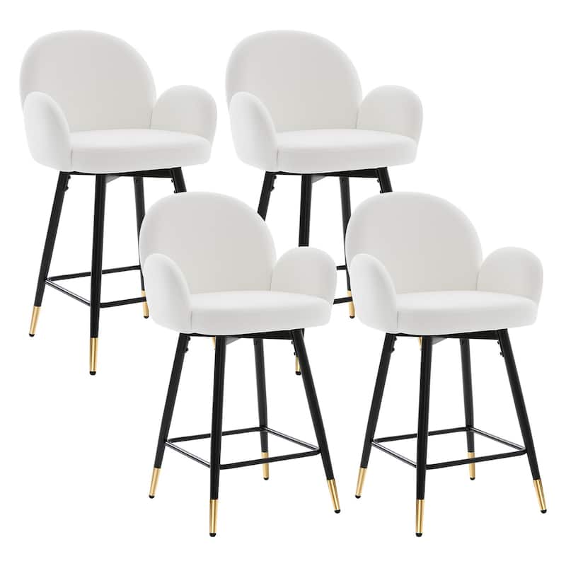 Upholstered Swivel Counter Stools with Arms Set of 2 - 38.6"H * 22.83"W * 22.83"D