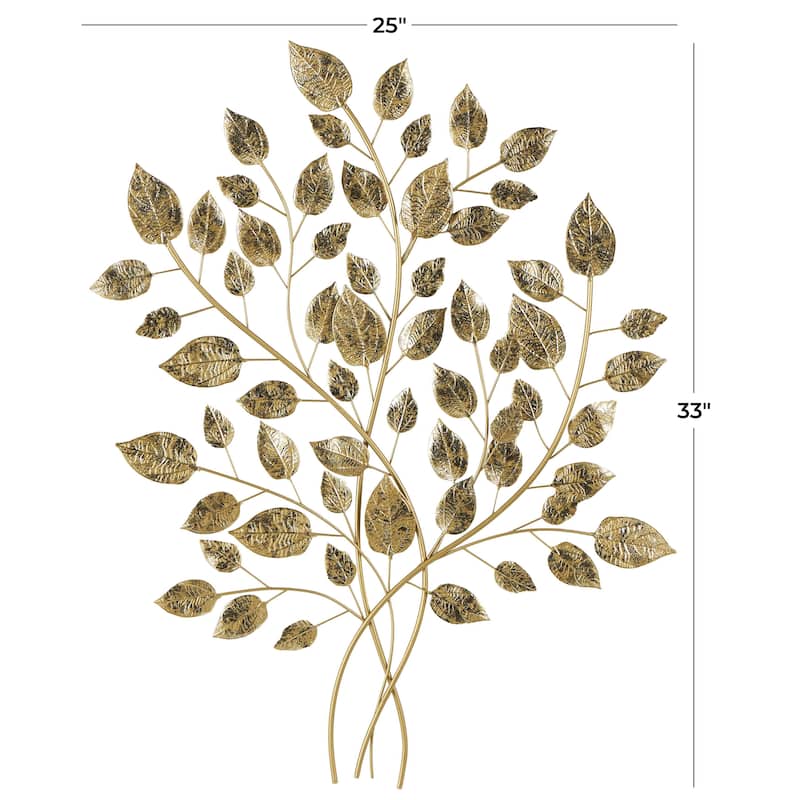 Metal Leaf Large Metallic Wall Decor - Gold - Roche River Decor
