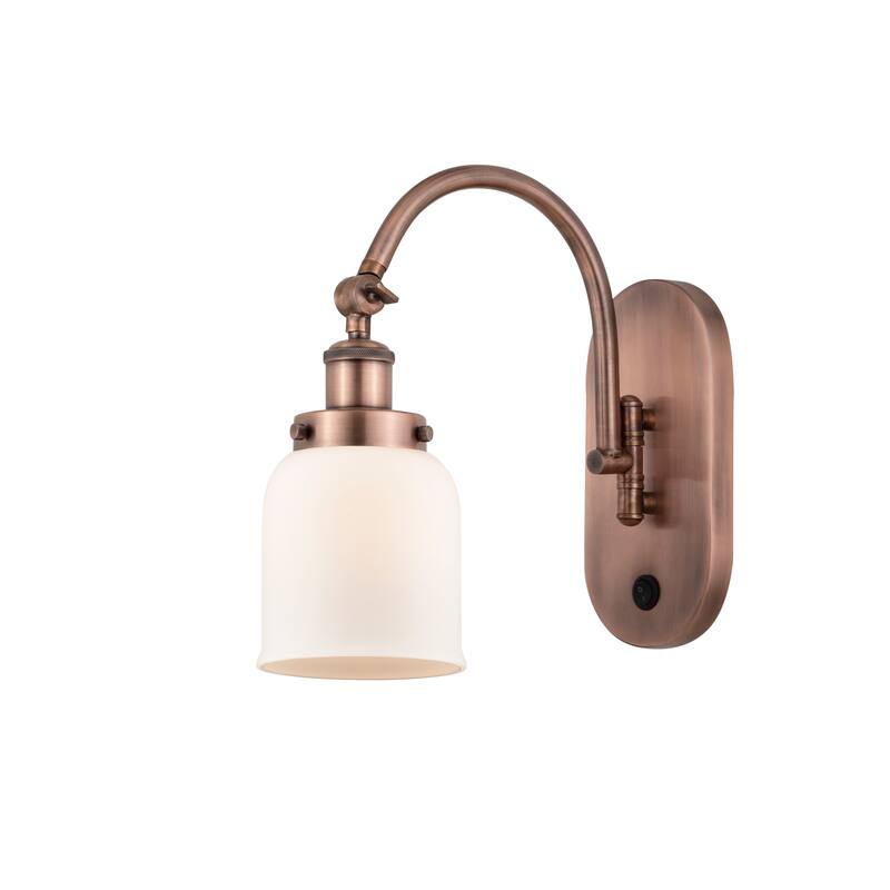 Innovations Lighting Franklin Restoration Bell - 1 Light 5" Sconce - Arm Swivels Side To Side - Antique Copper/Matte White