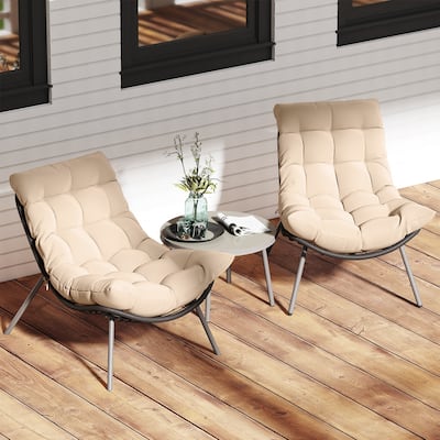 Costway 3 PCS Patio Furniture Set with Cushioned Papasan Chairs - See Details