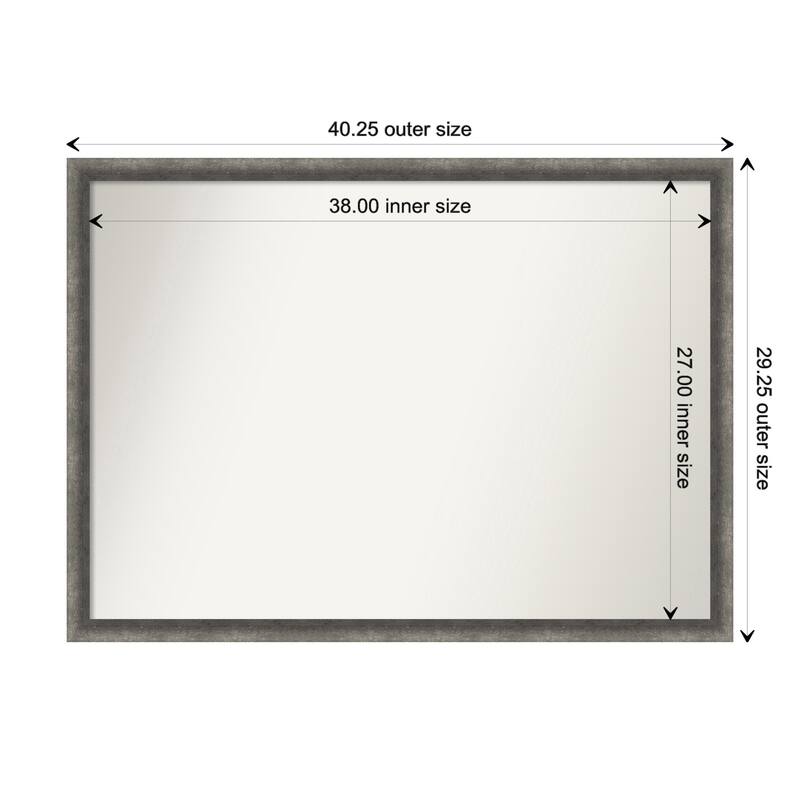 Burnished Concrete Narrow Non-Beveled Wood Framed Wall Mirror - Burnished Concrete Narrow - Glass Size 38x27