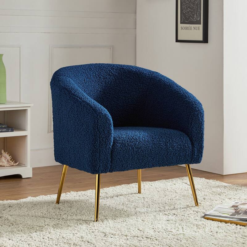 Rovigo Modern Upholstered Living Room Accent Barrel Chair with Metal Legs by HULALA HOME