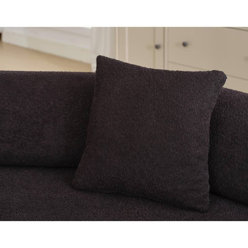 Modern Minimalist 140" L-Shape Boucle Modular Sofa, 4 Seats, Black