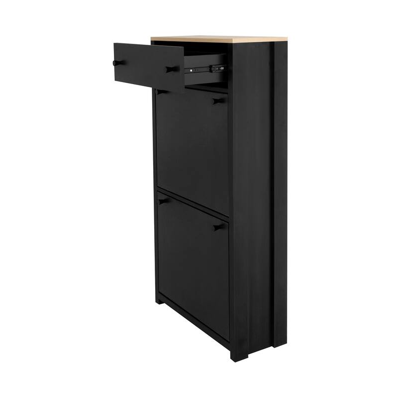 Entryway Organizer Shoe Cabinet with 2 Flip Drawers & Adjustable Panels for Storage and Organization