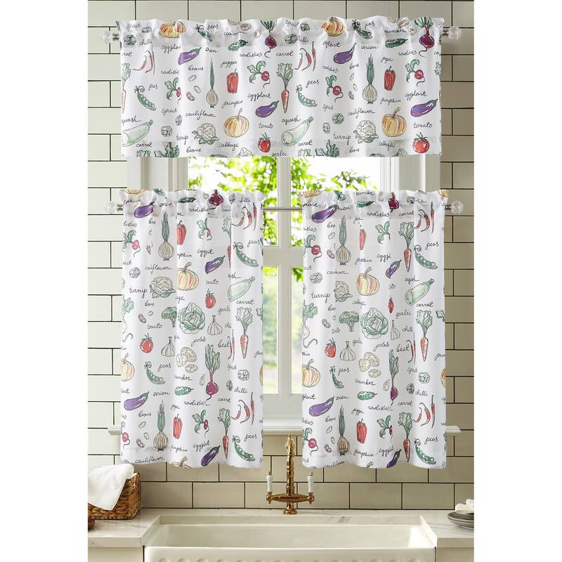 Vegetables Veggie Harvest Kitchen Curtain Set with Valance & Tiers