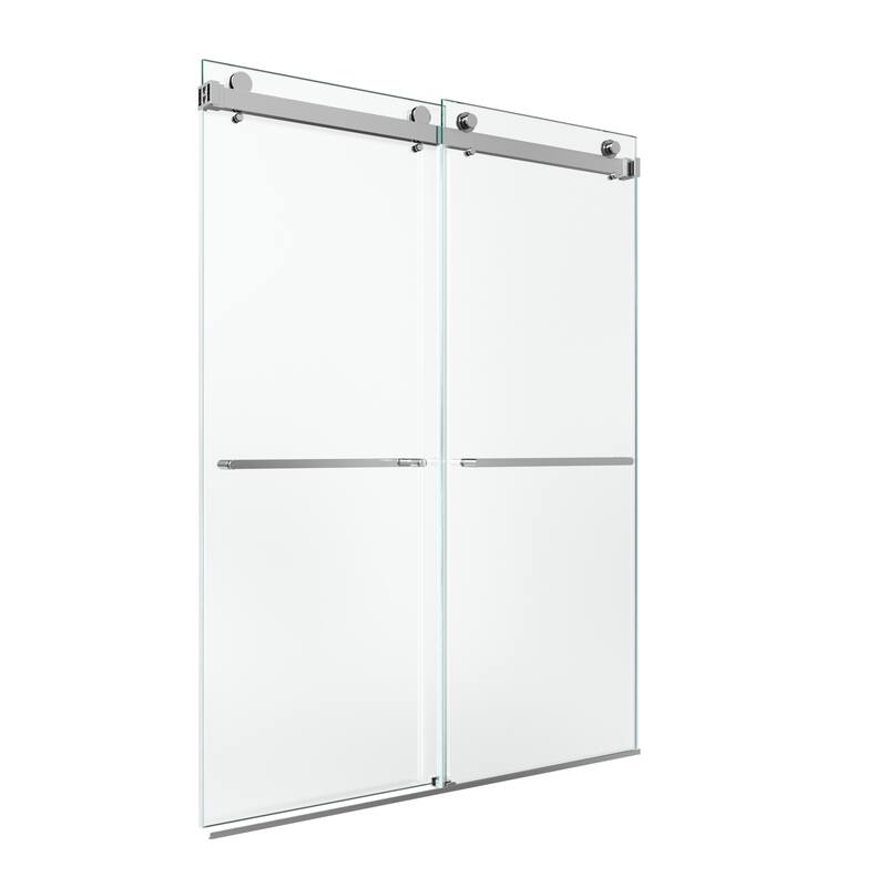 GDFStudio - Modern Minimalist Frameless Double Sliding Shower Door with 3/8" SGCC Tempered Glass & Stainless Steel Hardware