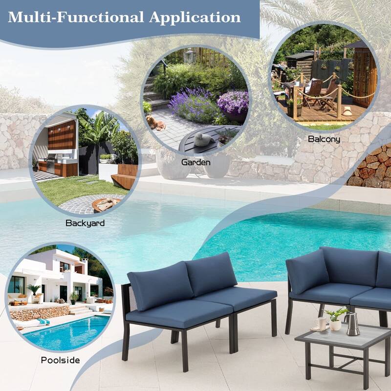 AECOJOY Outdoor 7 Pieces Patio Conversation Sets with Cushions