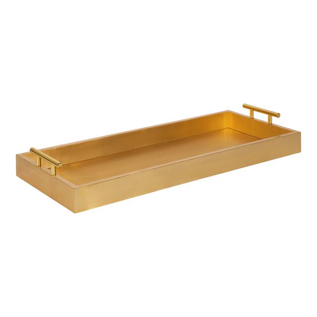Kate and Laurel Lipton Narrow Rectangle Wood Accent Tray - 10x24 - Gold