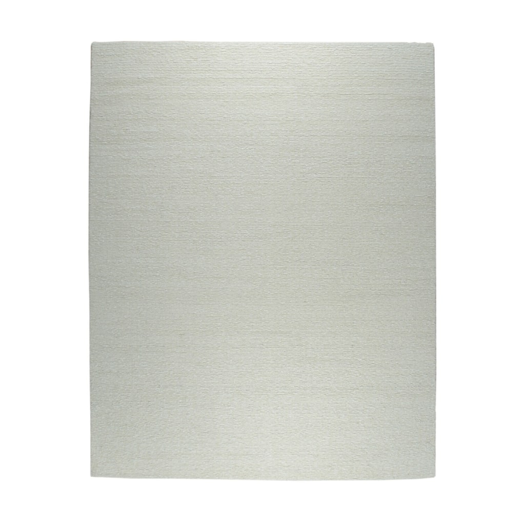 Hand-Knotted Wool Plush Flatweave Loom Rug, 6' x 9', Ivory Area Rug, Luxurious Handcrafted Style for Bedrooms - L