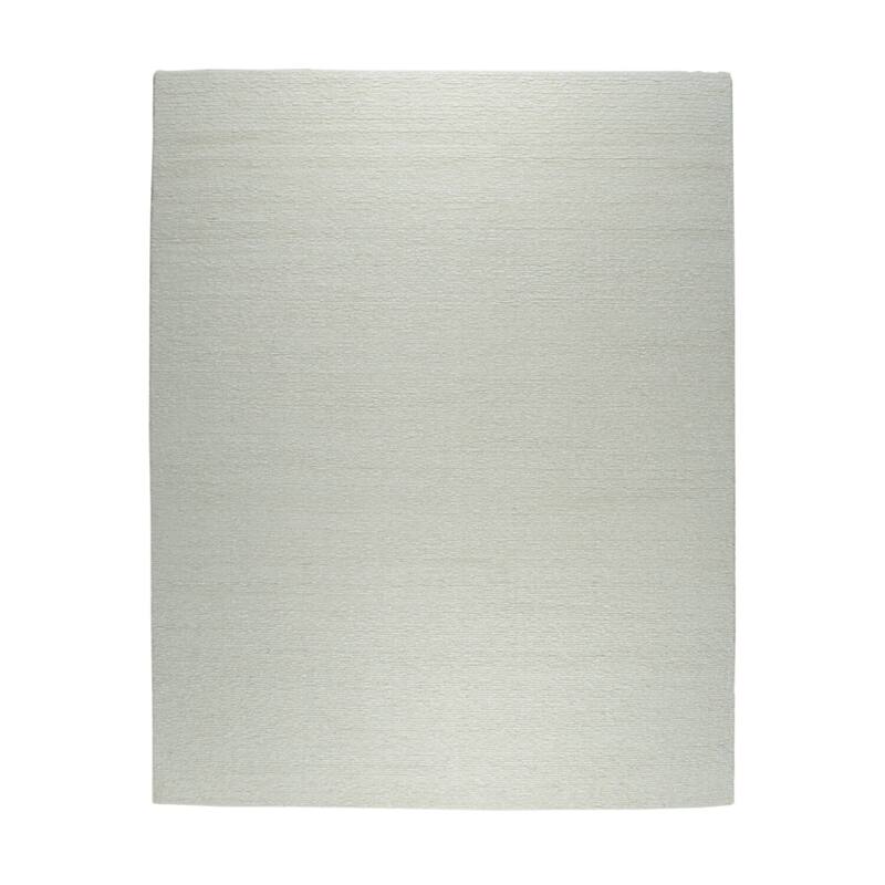 Hand-Knotted Wool Plush Flatweave Loom Rug, 6' x 9', Ivory Area Rug, Luxurious Handcrafted Style for Bedrooms - L