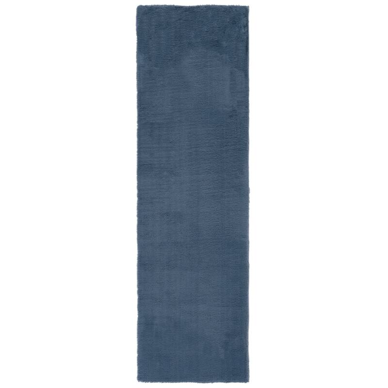 SAFAVIEH Faux Rabbit Fur Catja Machine Washable Slip Resistant - 2' 3" x 8' - Dark Grey - Runner