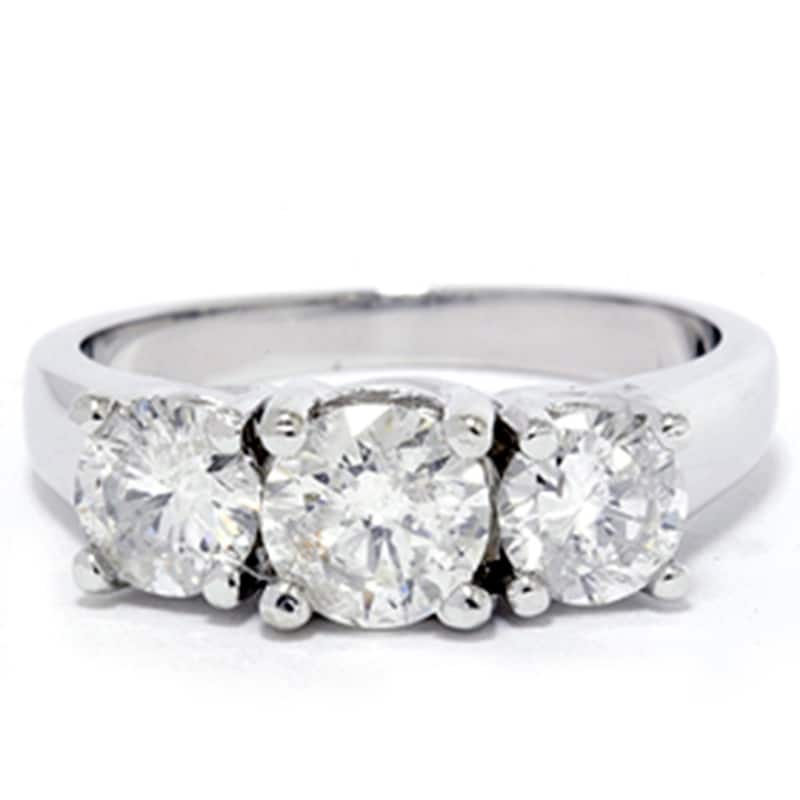 2 1/2ct Three Stone Diamond Ring White Gold
