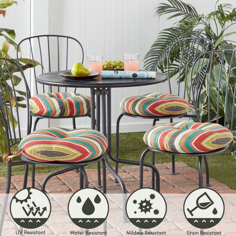 Greendale Home Fashions Global 15-inch Outdoor Bistro Chair Cushion (Set of 2)