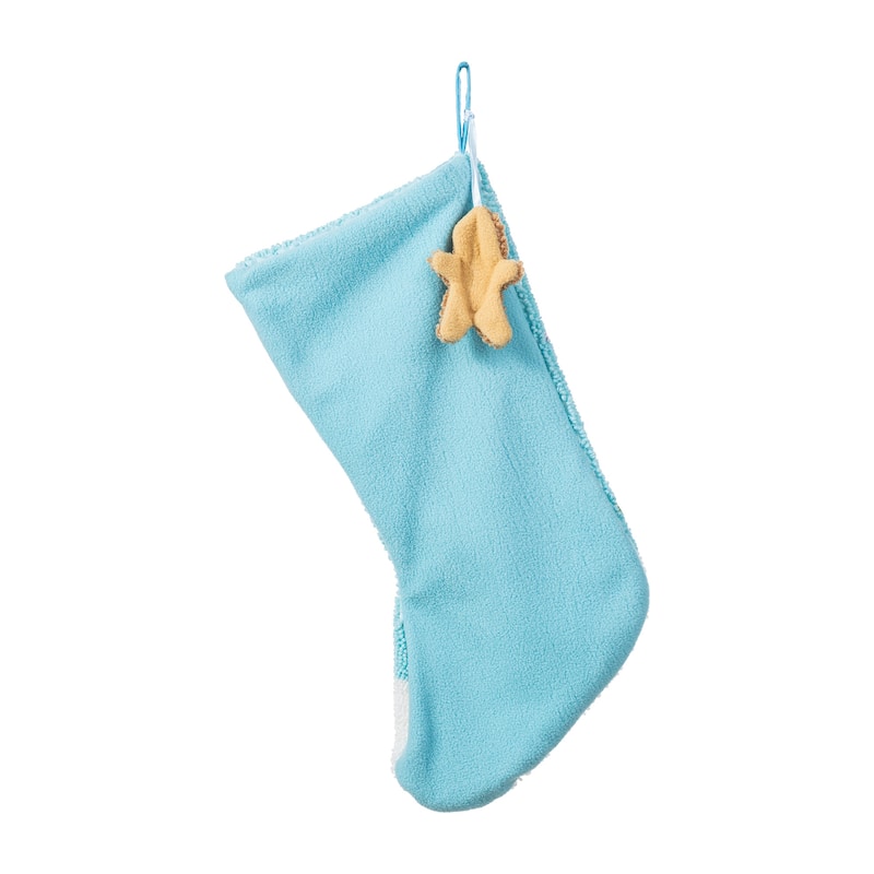 Glitzhome 21"L Hooked Yeti Gingerbread House Stocking with Gingerbread Man Ornament