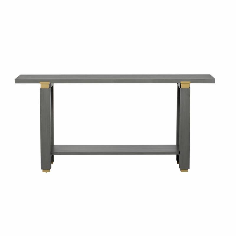 63" Modern Console Table with Shelf & Metal Accents
