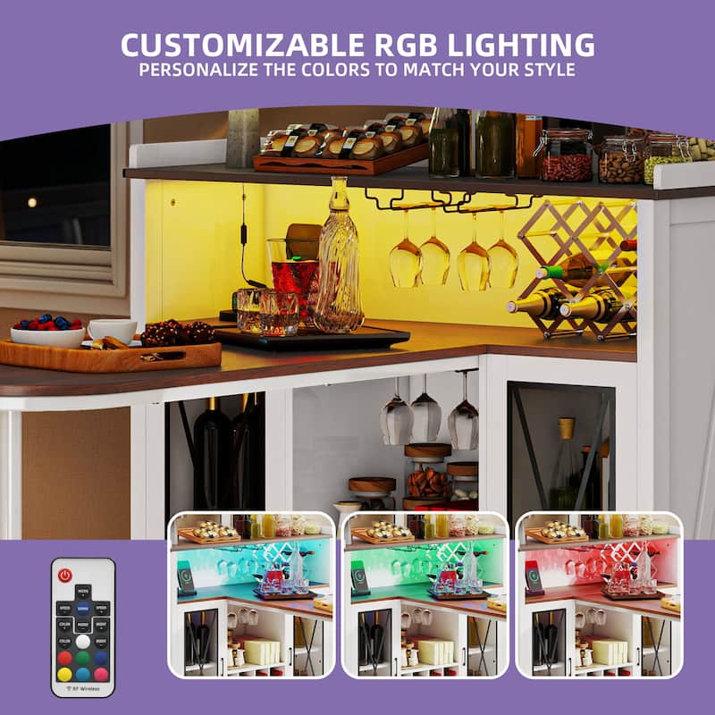 Home Bar Unit with Wine Bar Cabinet & LED Light