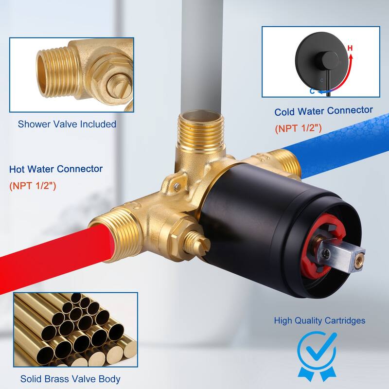 WOWOW Single Handle 5-Spray Patterns Shower Faucet with Valve