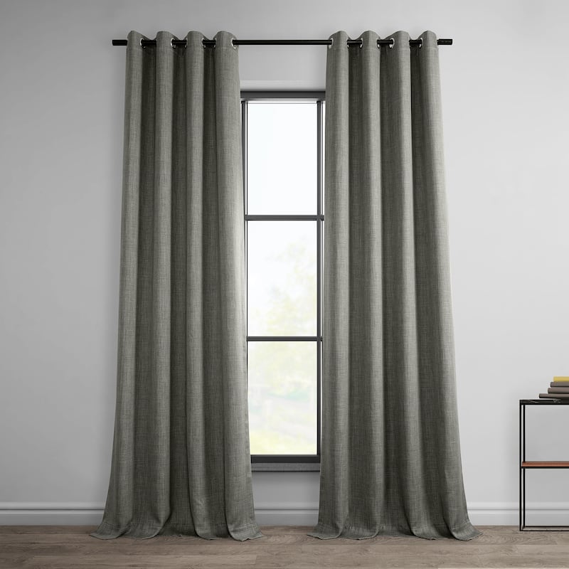 Exclusive Fabrics Faux Linen Grommet Room Darkening Curtain (1 Panel) - 50 X 120 - Blazer Grey