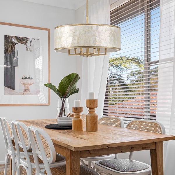 Wayfair Capiz Chandelier Elsa 5L Coastal Capiz Shell Linear