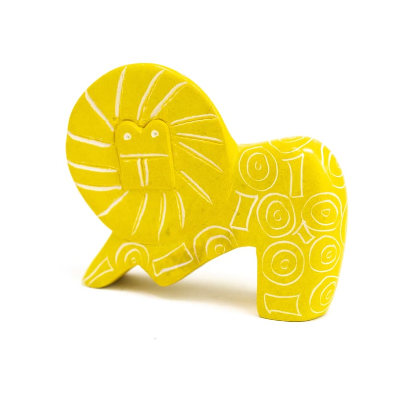 Small Soapstone Lion Figurine - Set of 3, Yellow