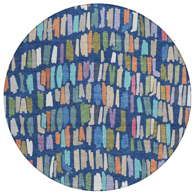 Machine Washable Indoor/ Outdoor Modern Mosaic Chantille Rug