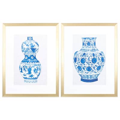 Ming Vase B S/2 Framed Art Under glass
