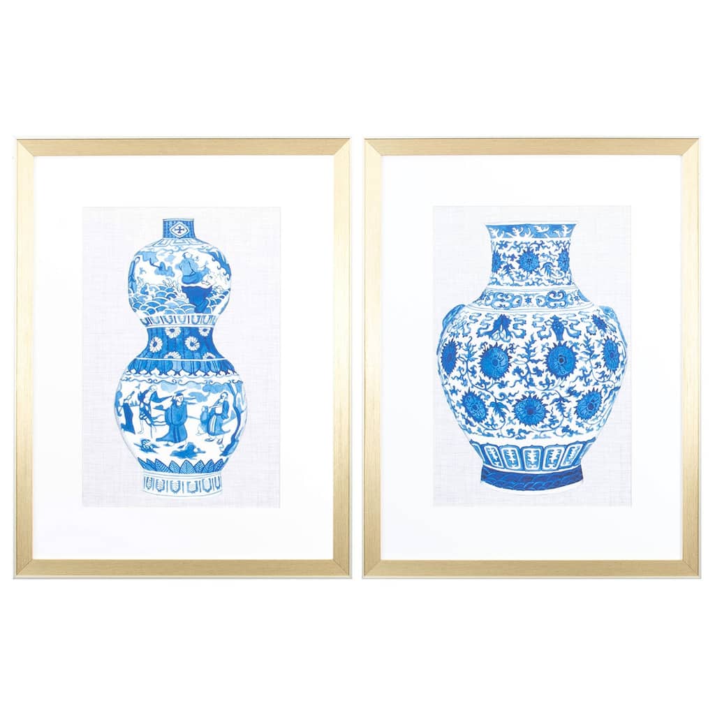 Ming Vase B S/2 Framed Art Under glass