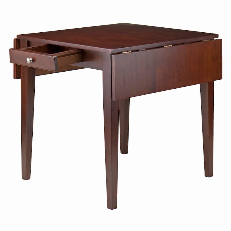 41.5" Walnut Brown Contemporary Double Drop Leaf Dining Table