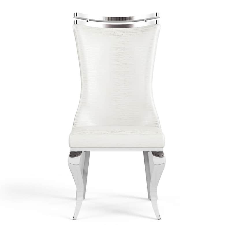 Furniture of America Thaddeus Glam Stainless Steel Upholstered Dining Side Chair (Set of 2)