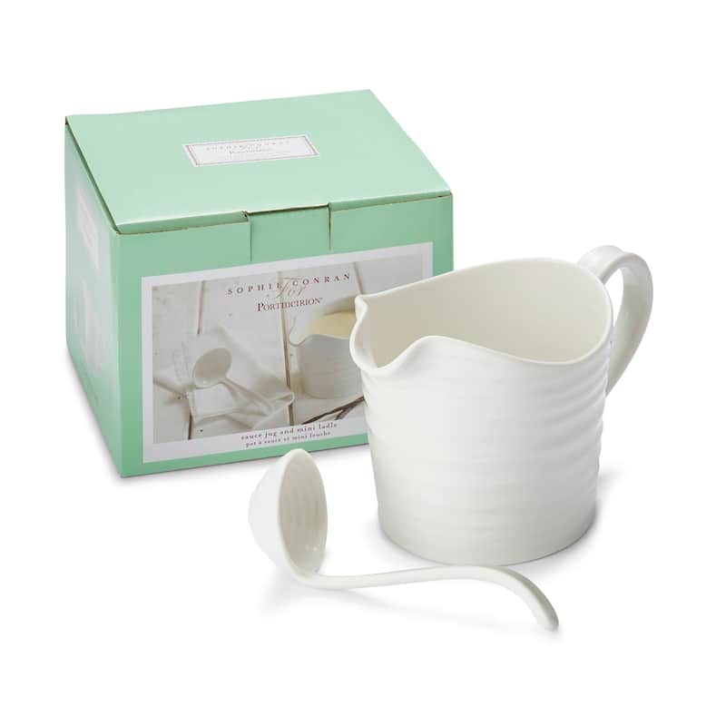 Portmeirion Sophie Conran White Mini Sauce Jug and Ladle Set - 1 Pt