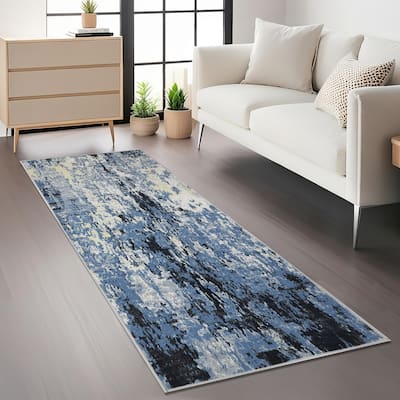 Area Rugs for Living Room Bedroom, Modern Abstract Machine Washable Rug, Low Pile Floor Carpet with Non Slip Backing