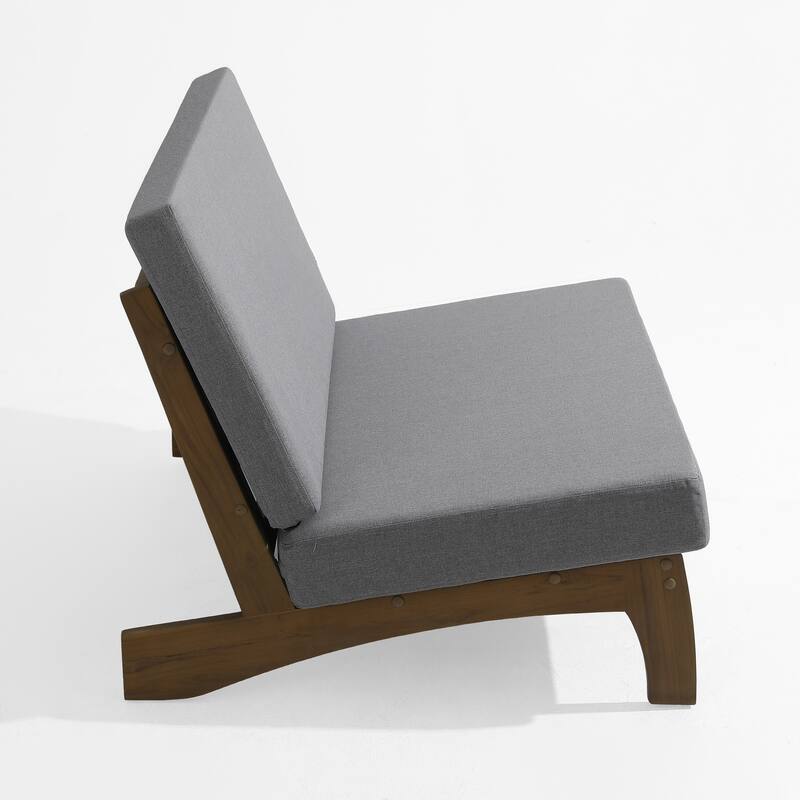 2-Piece Outdoor Teak Wood Loveseat Patio Set with Side Table