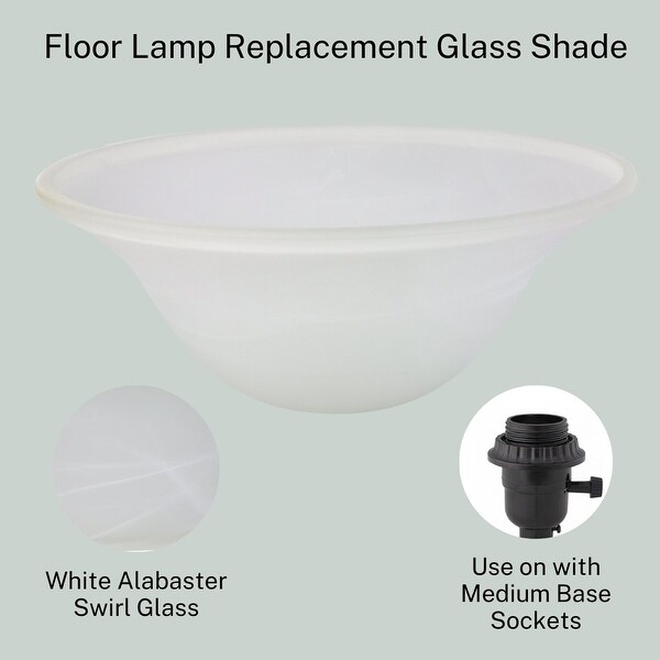 Alabaster Glass Lamp Shade Replacement for Floor Lamp White