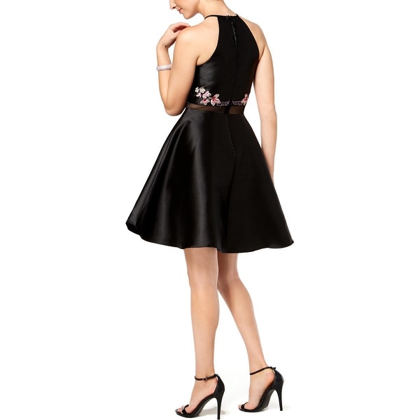 black cocktail dress fit and flare