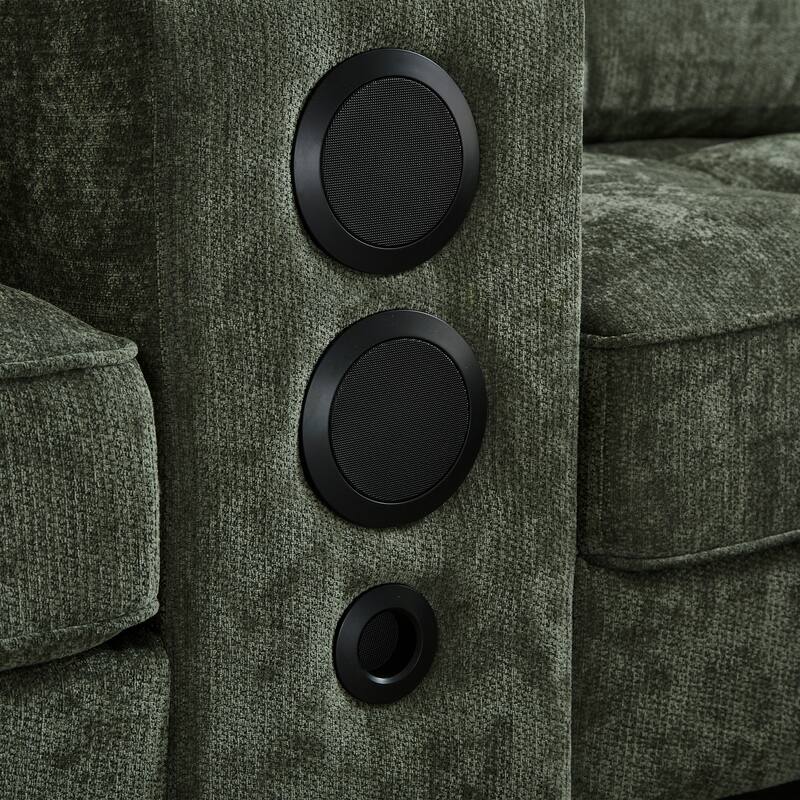 Modular U-shaped Sectional Sofa Couch with Movable Storage Ottomans, Multifunctional Console, Bluetooth Speakers and LED Lights