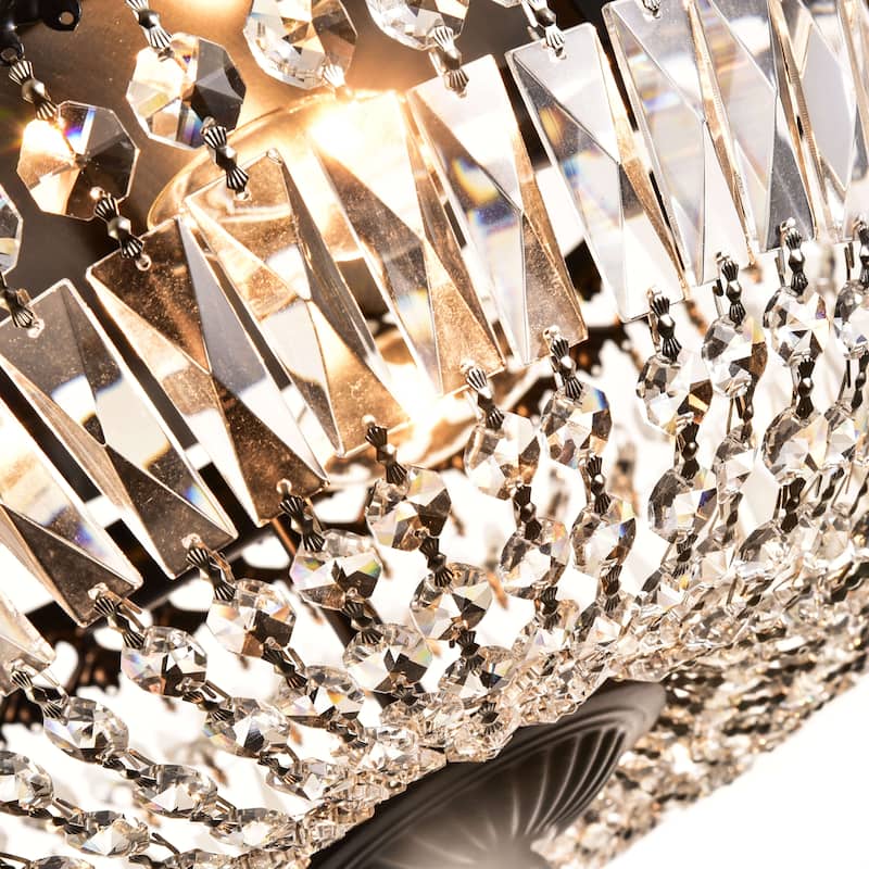 Silver Orchid 14-inch Antique Black Crystal Flush Mount Chandelier