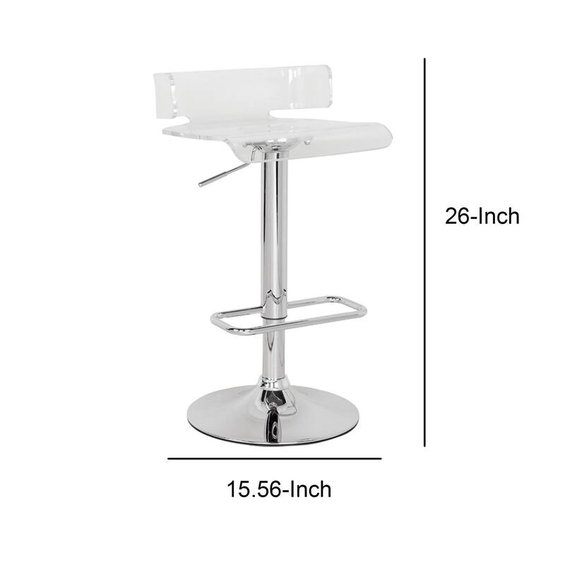 Smart Looking Adjustable Stool with Swivel, Clear & Chrome