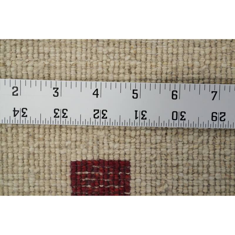 Hand Knotted Oriental 100% Wool Carpet Tribal Modern Beige & Ivories Gabbeh Area Rug - 5' 5'' X 2' 11''