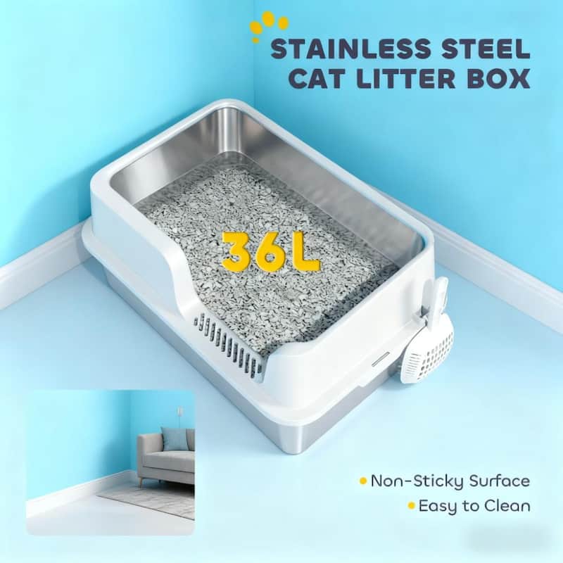 Stainless Steel Litter Box with High Side