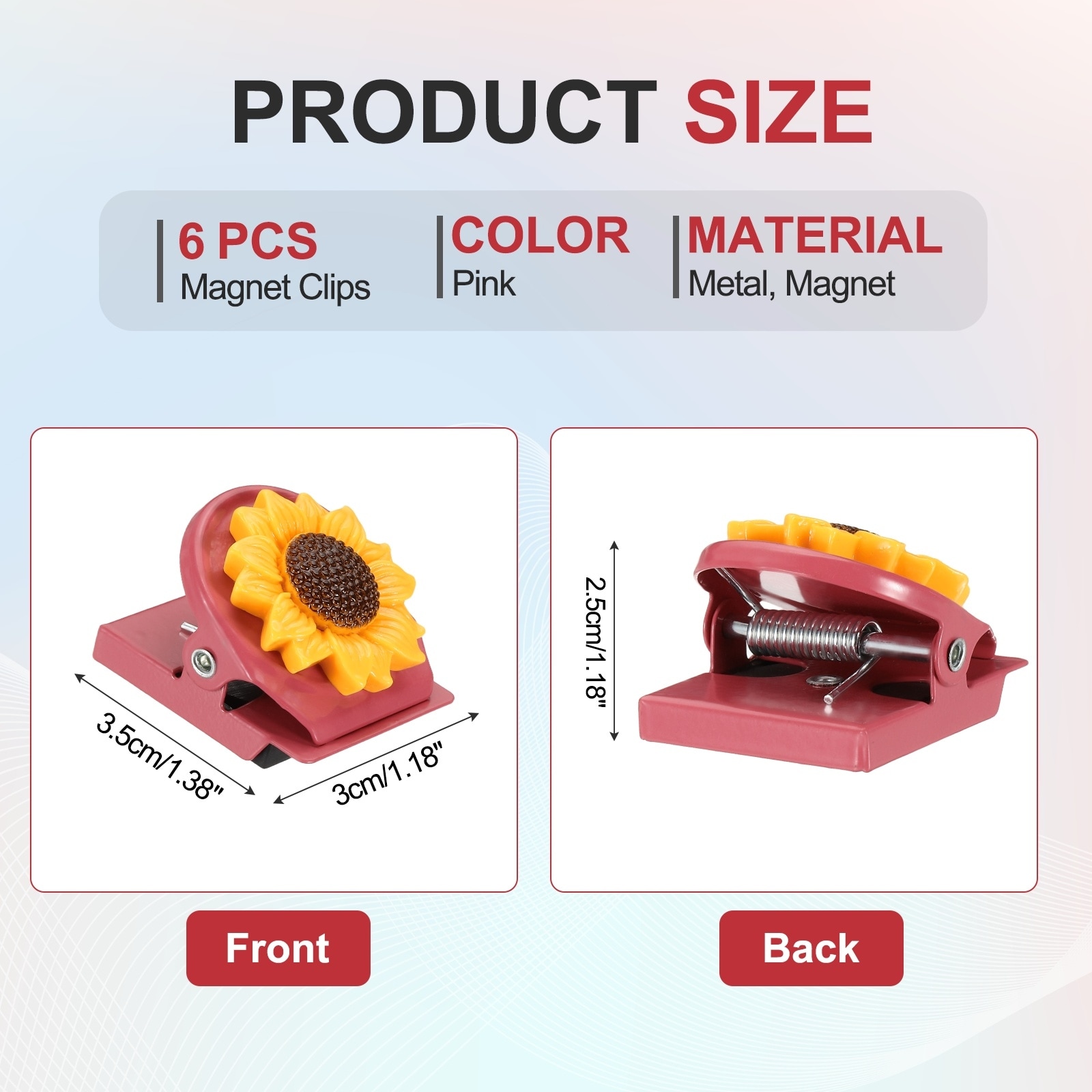Magnet Metal Clips for Hanging, Sunflower Fridge Magnetic Clips Magnetic Paper Clamp Magnet Clamp for Photo Document