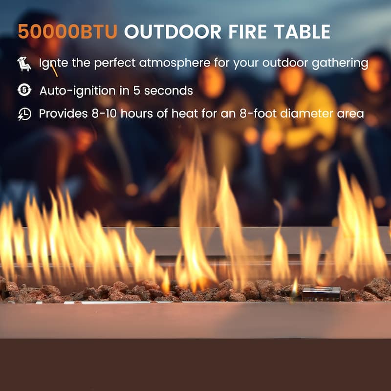 AVAWING 50,000 BTU 30" Outdoor White Round Propane Fire Pit Table and Set (Set Includes Tank Holder)