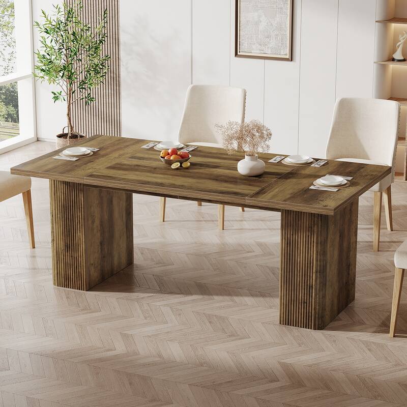 Farmhouse Dining Table for 4-6, 63-Inch Rectangle Kitchen Table