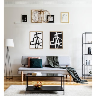 Kate and Laurel Sylvie Bold Sophisticated Abstract Black and White Stroke Framed Canvas Art Set by The Creative Bunch Studio