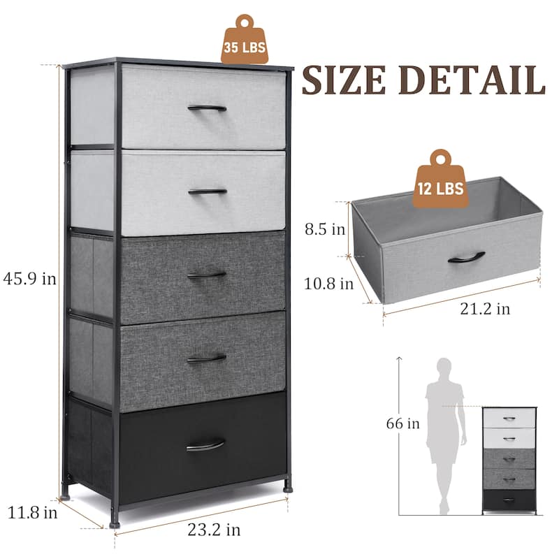 VredHom Vertical 5 Drawers Storage Tower
