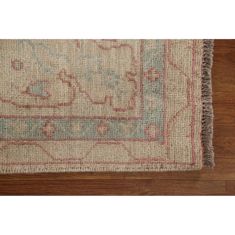 Hand Knotted Oriental 100% Wool Carpet Transitional Medallion Beige & Ivories Oushak Area Rug - 10' 3'' X 8' 0''