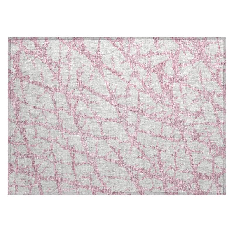 Machine Washable Indoor/ Outdoor Abstract Contemporary Chantille Rug